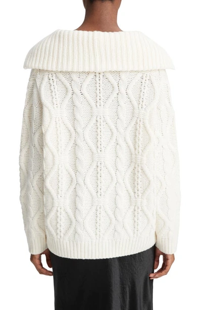 Shop Vince Oversize Cable Stitch Half Zip Sweater In Off White