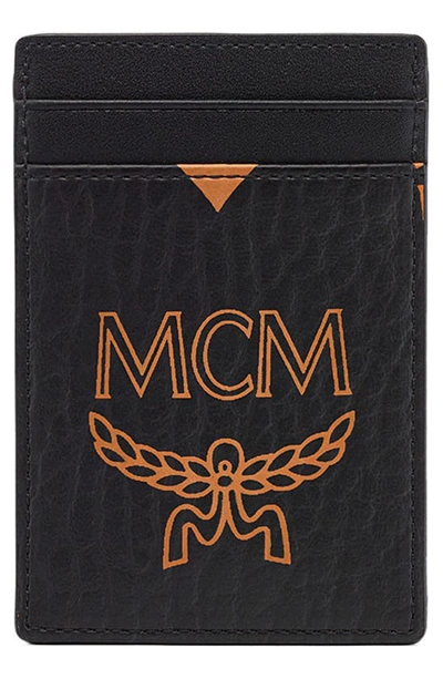 Shop Mcm Aren Visetos Coated Canvas Money Clip Card Case In Black