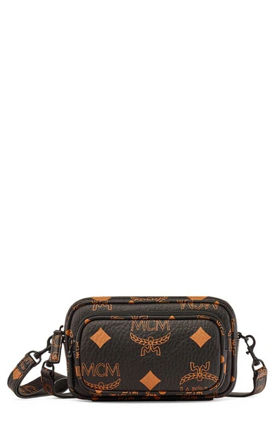 Shop Mcm Mini Aren Visetos Coated Canvas Crossbody Bag In Black