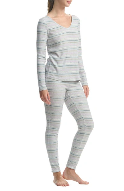 Shop Splendid Long Sleeve Rib Pajamas In Winter Ret Stripe
