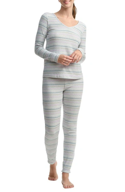 Shop Splendid Long Sleeve Rib Pajamas In Winter Ret Stripe