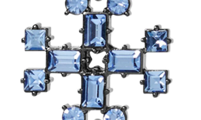 Shop Tory Burch Crystal Linear Drop Earrings In Hematite / Light Sapphire