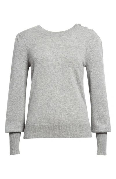 Shop Veronica Beard Nelia Button Accent Cashmere Sweater In Heather Grey