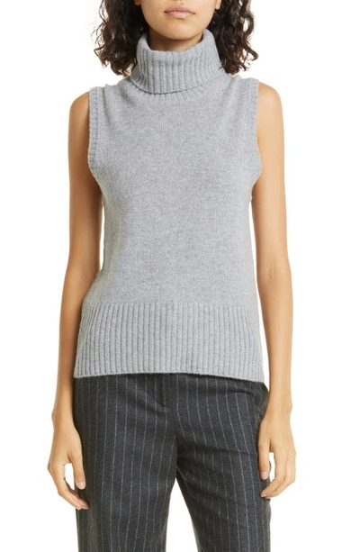 Shop Veronica Beard Mazzy Sleeveless Cashmere Turtleneck Sweater In Heather Grey