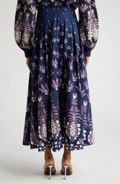 Shop Farm Rio Ainika Martina Floral Print Skirt In Dark Blue