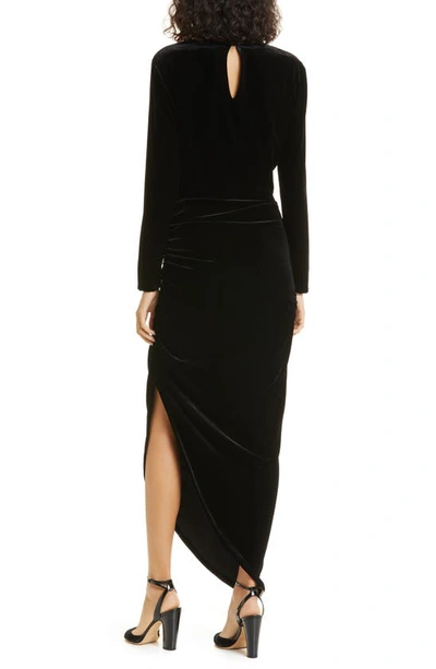 Shop Veronica Beard Tristana Long Sleeve Asymmetric Velvet Dress In Black
