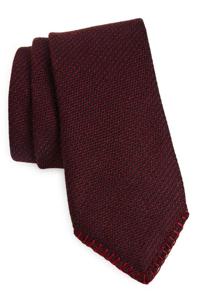 Shop Canali Solid Silk & Cashmere Tie In Dark Red
