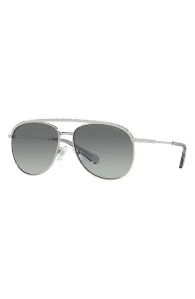 Shop Swarovski 58mm Aviator Sunglasses In Silver