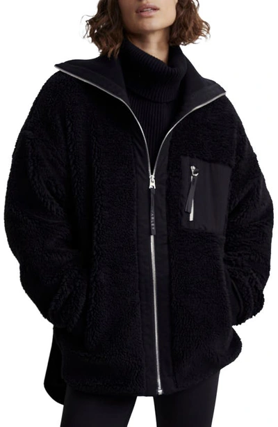 Shop Varley Myla High Pile Fleece Jacket In Black
