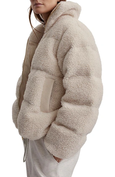 Shop Varley Wilkins Fleece Puffer Jacket In Sandshell
