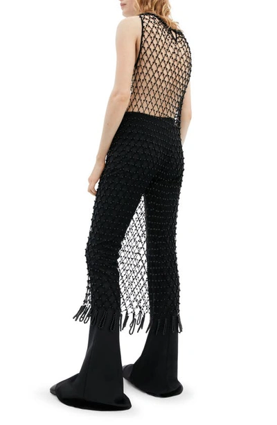 Shop Mango Beaded Handmade Sheer Crochet Midi Dress In Black