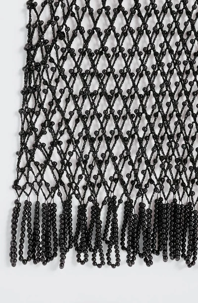 Shop Mango Beaded Handmade Sheer Crochet Midi Dress In Black