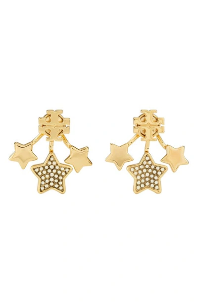 Shop Tory Burch Kira Shooting Star Front/back Earrings In Tory Gold / Crystal