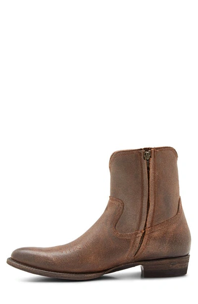 Shop Frye Austin Inside Zip Western Boot In Brown - Dummy Leather