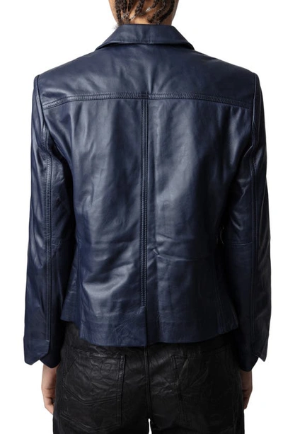 Shop Zadig & Voltaire Liams Leather Jacket In Marine