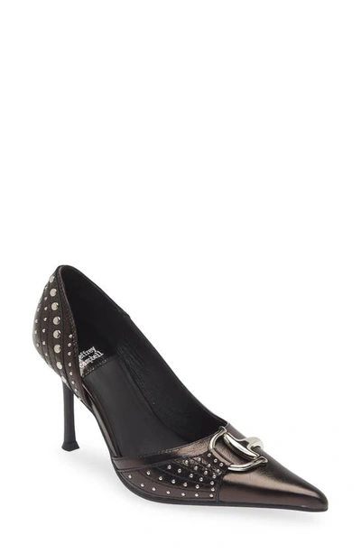 Shop Jeffrey Campbell Electro Pointed Toe Pump In Black Silver