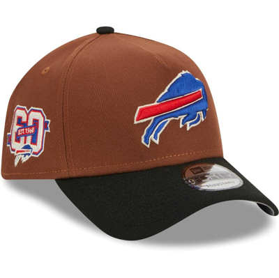 Shop New Era Brown/black Buffalo Bills Harvest A-frame 60th Anniversary 9forty Adjustable Hat