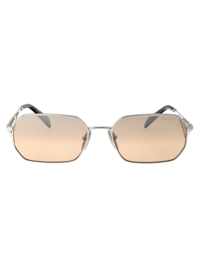 Shop Prada Eyewear Geometric Frame Sunglasses In Gold