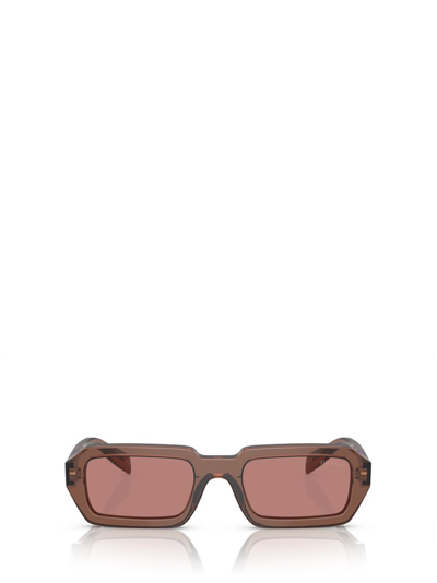 Shop Prada Eyewear Rectangle Frame Sunglasses In Brown