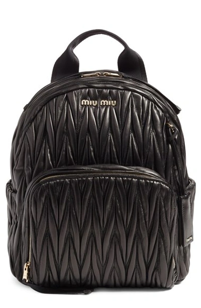 Shop Miu Miu Matelassé Nappa Leather Backpack In Nero