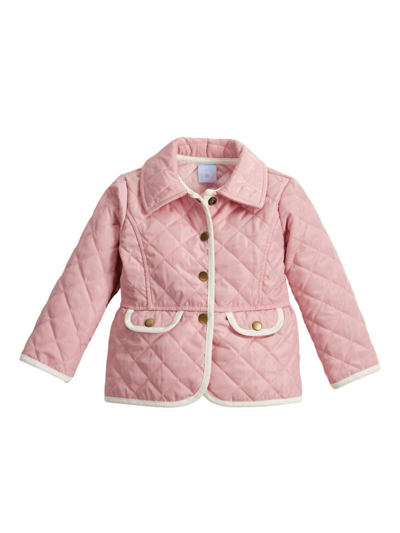 Shop Bella Bliss Little Girl's & Girl's Quilted Peplum Jacket In Pink Ivory
