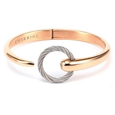 Shop Charriol Infinity Zen Rose Gold Pvd Steel Cable Topaz Bangle