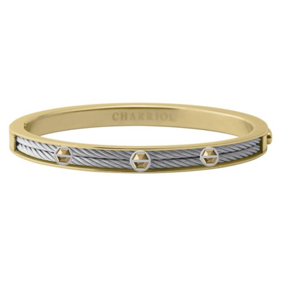 Shop Charriol Forever Eternity Yellow Gold Pvd Steel Cable Bangle