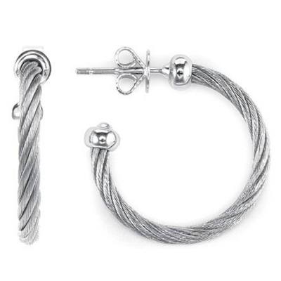 Shop Charriol Ladies Celtic Steel Cable Hoop Earrings In Grey
