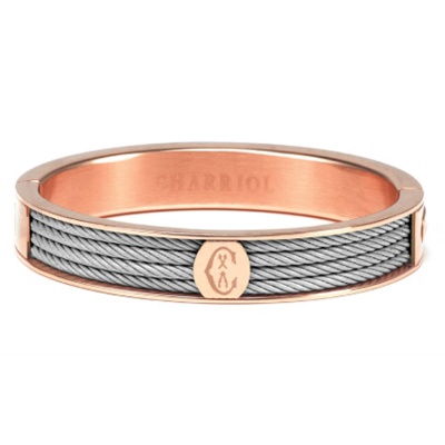 Shop Charriol Forever Rose Gold Pvd Steel Cable Bangle In Gold / Rose / Rose Gold