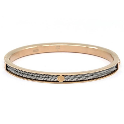 Shop Charriol Forever Thin Rose Gold Pvd Steel Cable Bangle