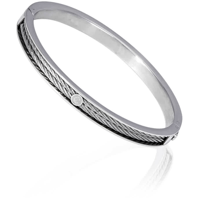 Shop Charriol Forever Thin Stainless Steel Bangle In Grey Steel
