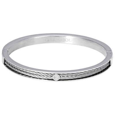 Shop Charriol Forever Thin Stainless Steel Bangle In Grey Steel