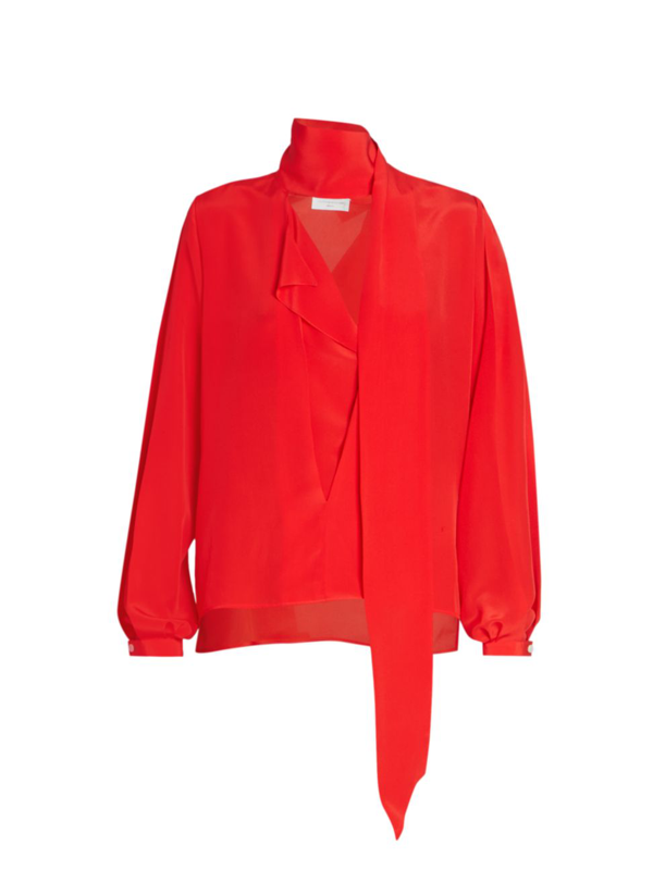 Victoria Beckham scarf-detail silk blouse - Red
