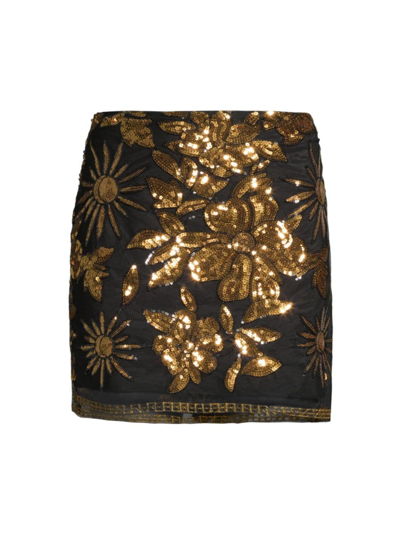 Shop Milly Women's Kristina Holiday Nights Sequins Miniskirt In Gold Multi