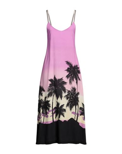 Shop Palm Angels Woman Midi Dress Pink Size 6 Viscose, Polyester, Elastane