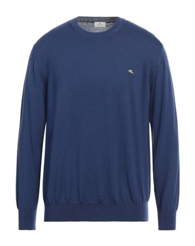 Shop Etro Man Sweater Blue Size L Wool