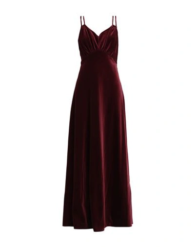 Shop Moschino Woman Maxi Dress Burgundy Size 10 Cotton In Red