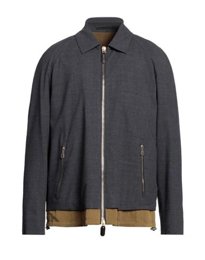 Shop Giorgio Armani Man Jacket Lead Size 42 Virgin Wool, Viscose, Elastane, Lyocell, Polyamide In Grey