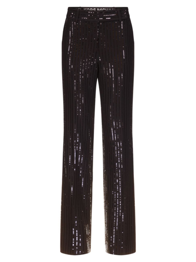 Shop Michael Michael Kors Women's Sequin Straight-leg Pants In Black