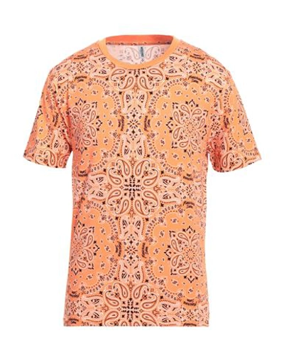 Shop Moschino Man T-shirt Orange Size L Cotton, Elastane
