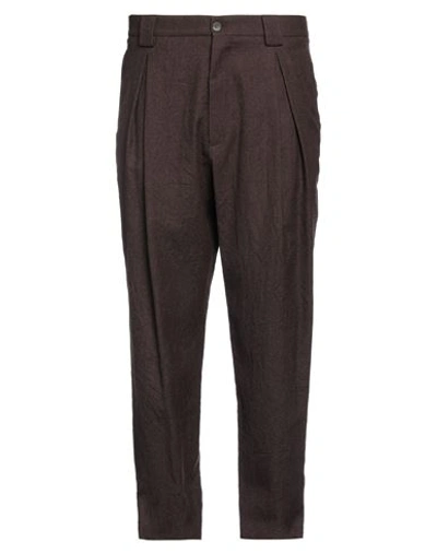Shop Giorgio Armani Man Pants Cocoa Size 40 Virgin Wool In Brown