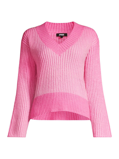Shop Apparis Women's Anita V-neck Cropped Sweater In Baby Pink