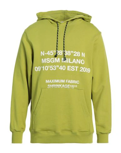 Shop Msgm Man Sweatshirt Acid Green Size Xs Cotton