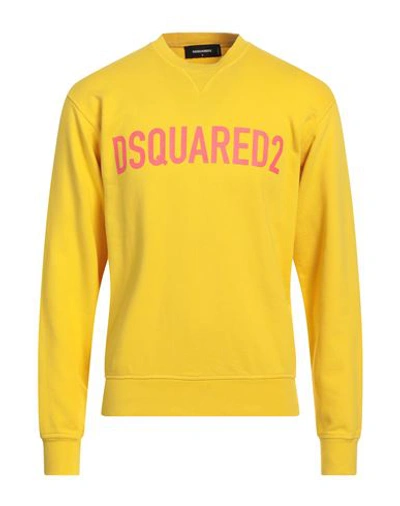 Dsquared2 Man Sweatshirt Yellow Size Xl Cotton In Yellow