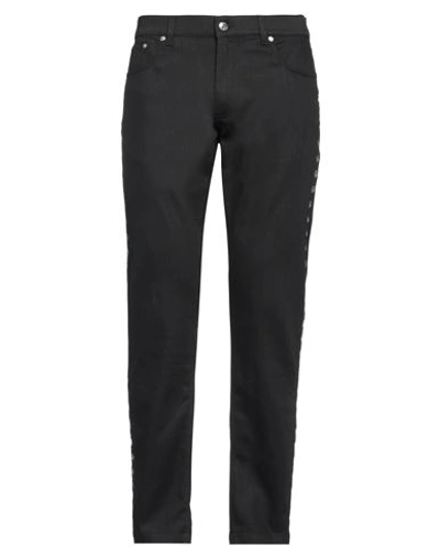 Shop Alexander Mcqueen Man Jeans Black Size 36 Cotton, Elastane, Calfskin