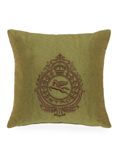 Shop Etro Pali Embroidered Cushion In Green