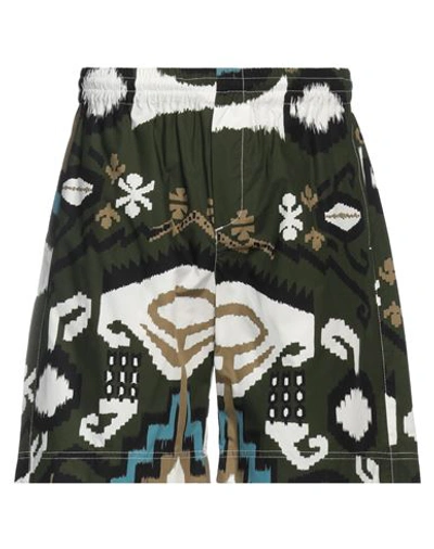 Msgm Man Shorts & Bermuda Shorts Military Green Size 36 Cotton In Green
