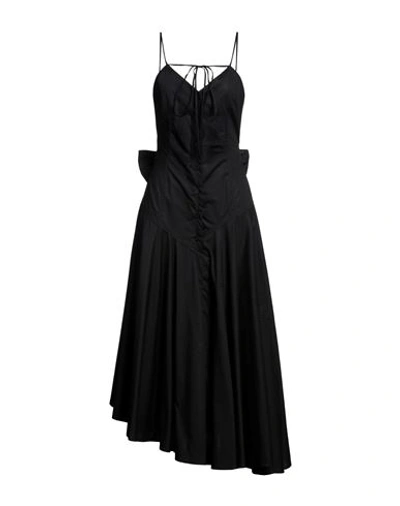 Msgm Woman Midi Dress Black Size 2 Cotton In Black