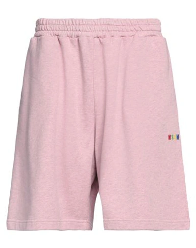 Shop Msgm Man Shorts & Bermuda Shorts Pink Size Xl Cotton