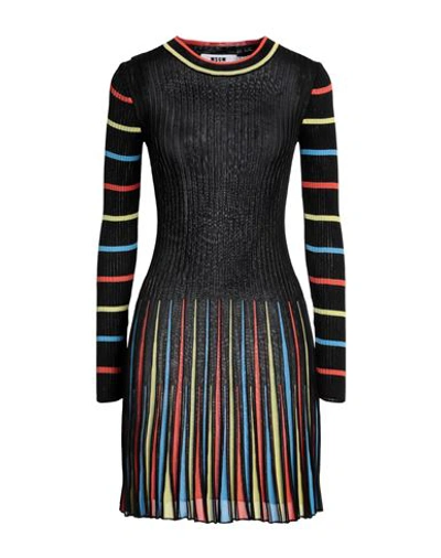 Msgm Woman Short Dress Black Size M Viscose In Black